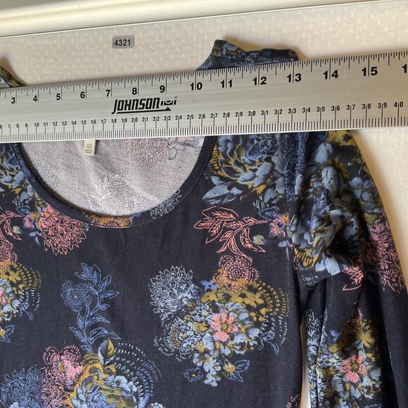 Mudd Women Dress XS Navy Floral A-Line Button Long Sleeve Knee Length Stretch - Picture 4 of 9